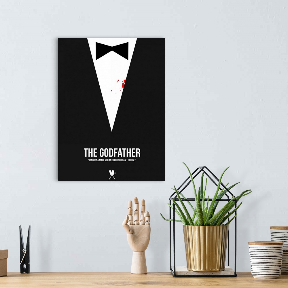 A bohemian room featuring Contemporary minimalist movie poster artwork of The Godfather.