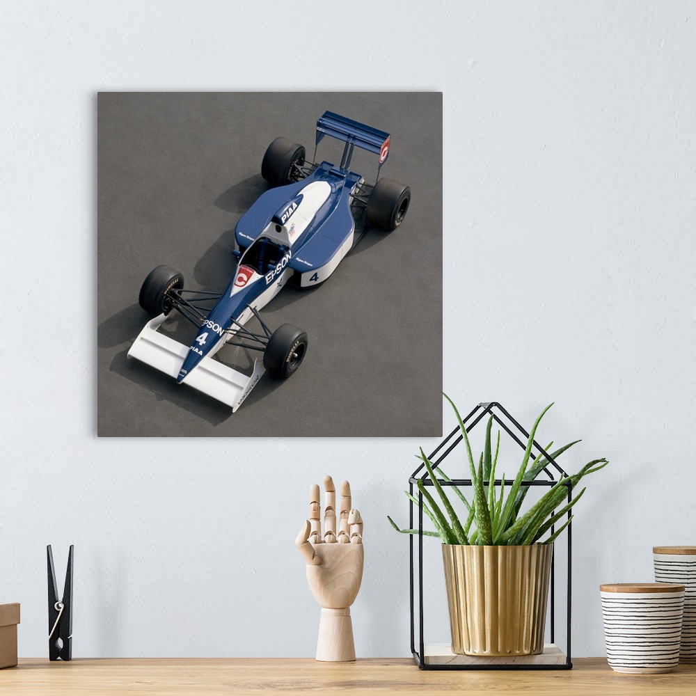 A bohemian room featuring 1989 Tyrrell-Cosworth 3.5 litre F1 single seat racing car. Driven by Jean Alesi. Country of origi...