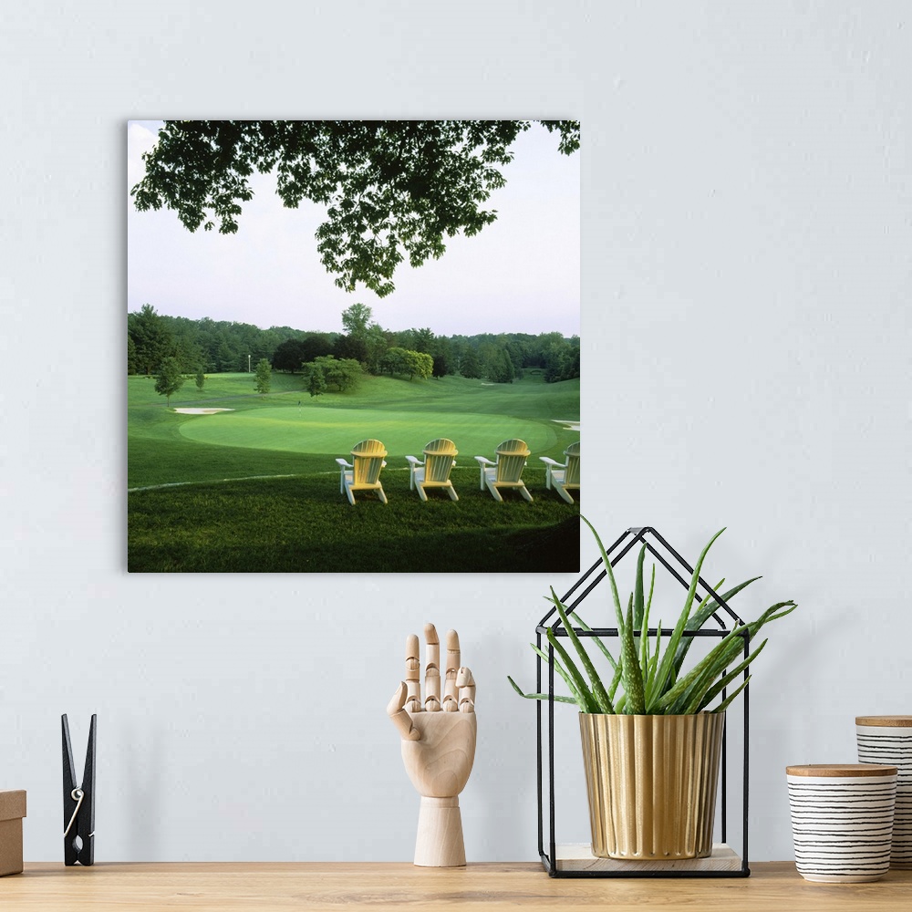 A bohemian room featuring Adirondack chairs in a golf course, Columbia Country Club, Chevy Chase, Maryland