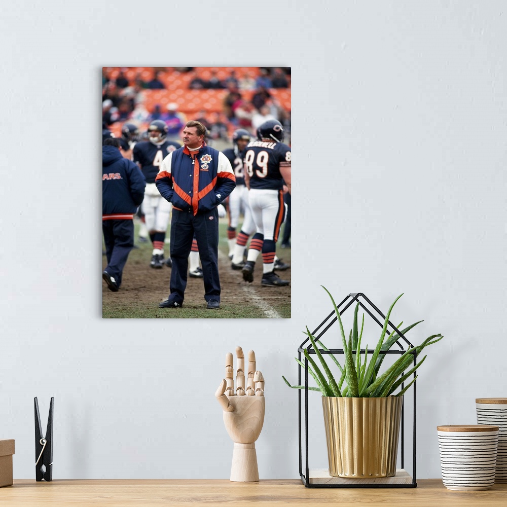 A bohemian room featuring Coach Ditka standing in a stadium, Soldier Field, Lake Shore Drive, Chicago, Cook County, Illinoi...