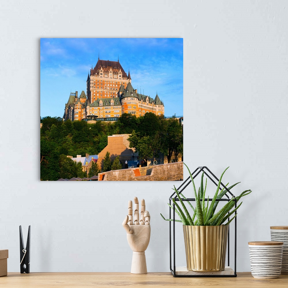 A bohemian room featuring Facade of Chateau Frontenac in Lower Town, Quebec City, Quebec, Canada