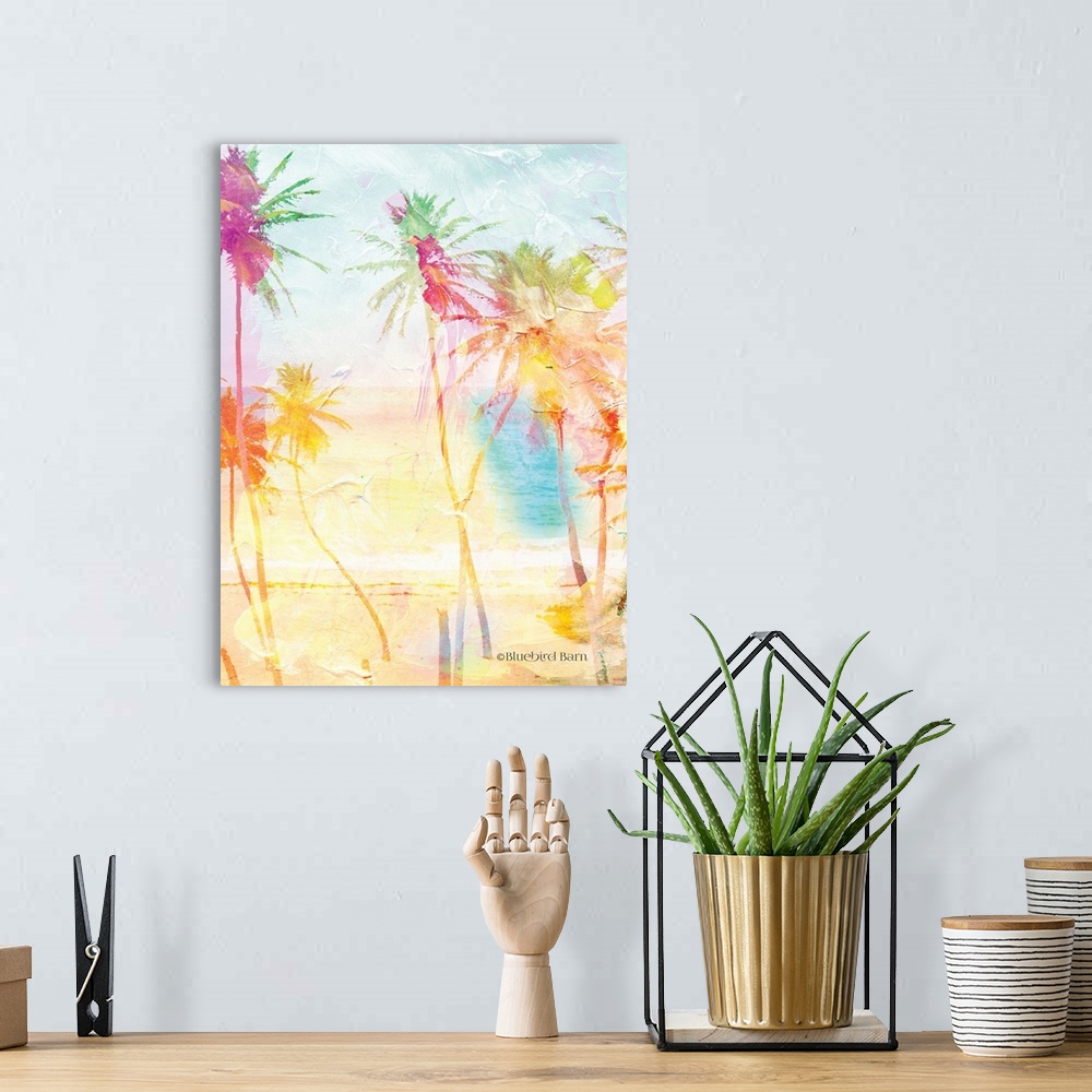 A bohemian room featuring Bright Summer Palm Group I
