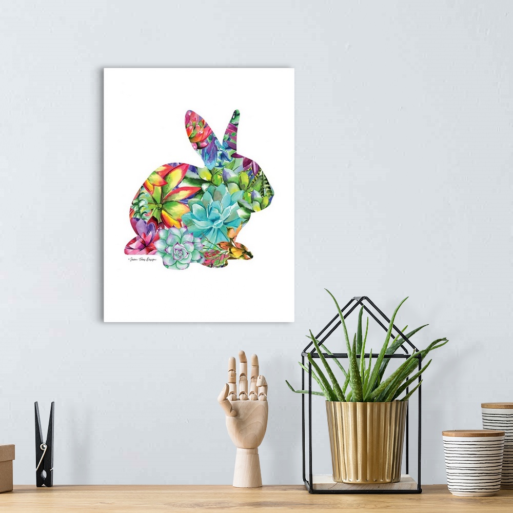 A bohemian room featuring Bunny Watercolor Succulents