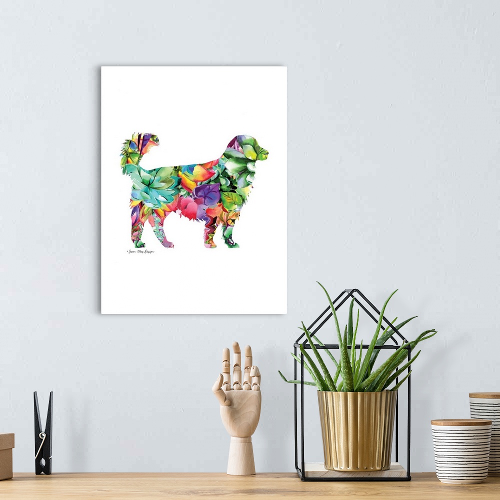 A bohemian room featuring Dog Watercolor Succulents