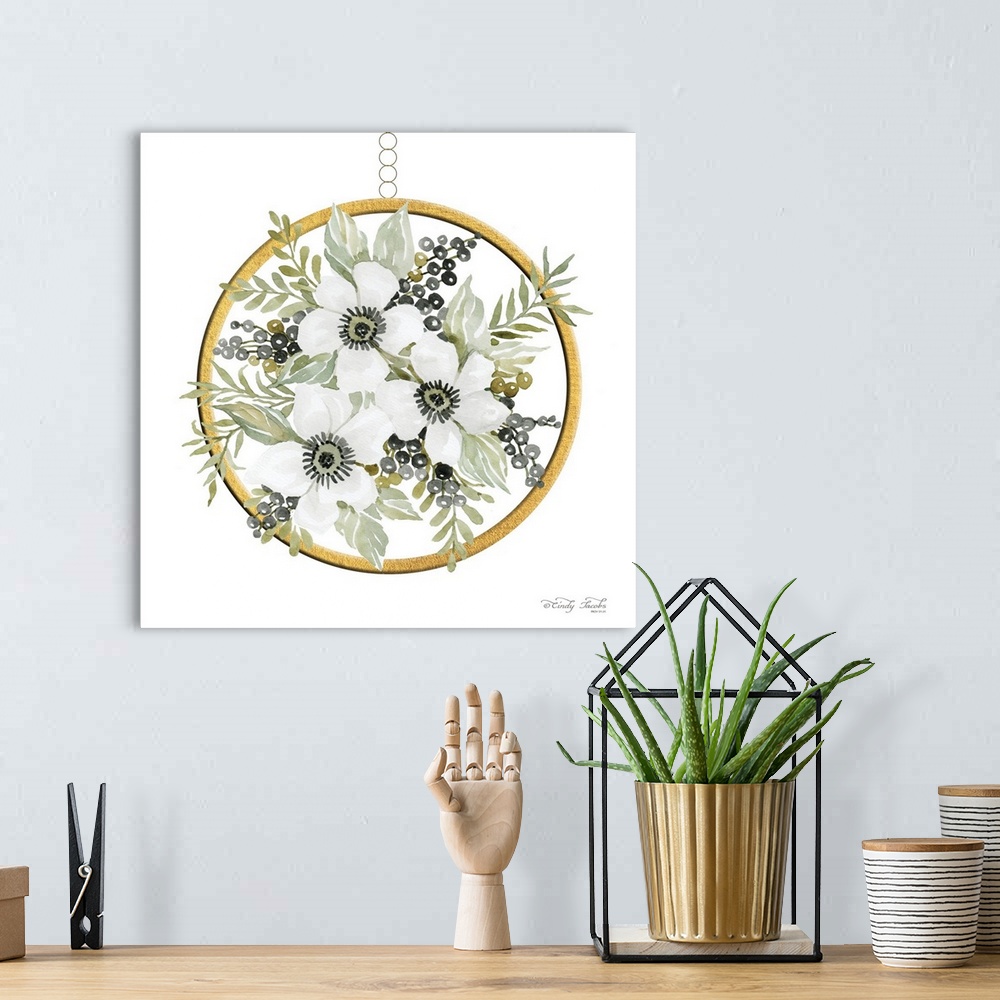 A bohemian room featuring Geometric Circle Muted Floral