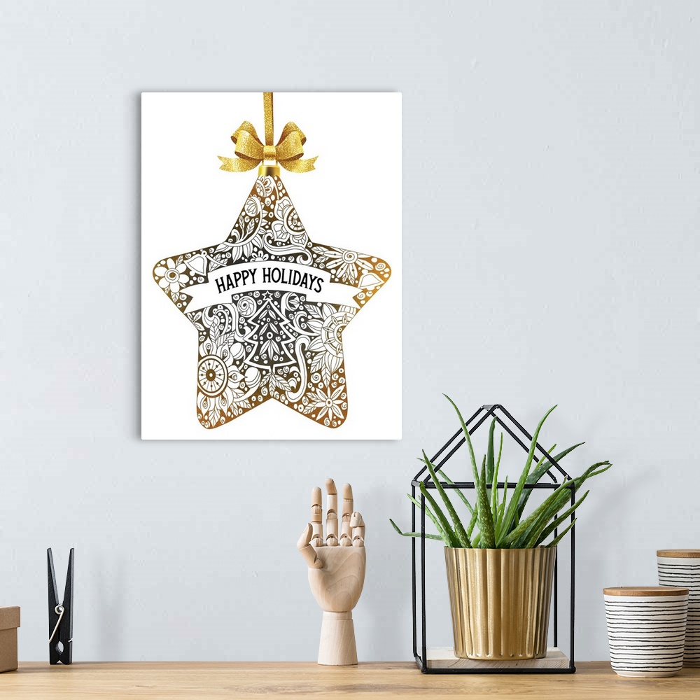 A bohemian room featuring Happy Holidays Ornament