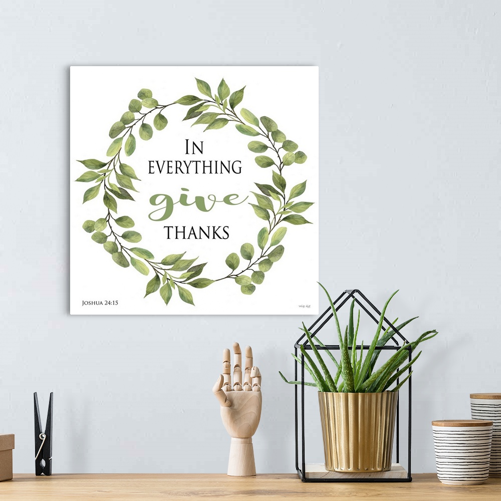 A bohemian room featuring In Everything Give Thanks Wreath