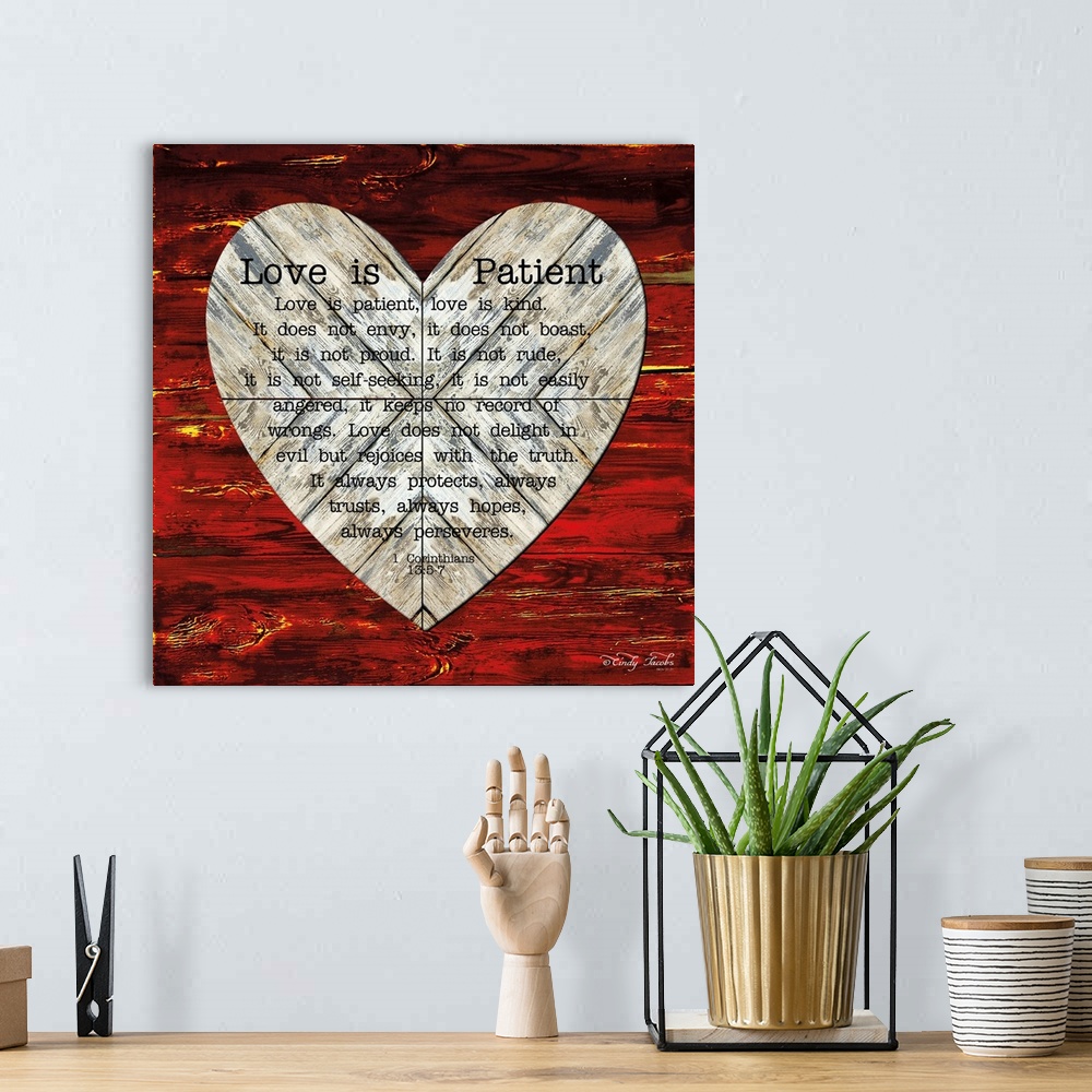 A bohemian room featuring Love is Patient