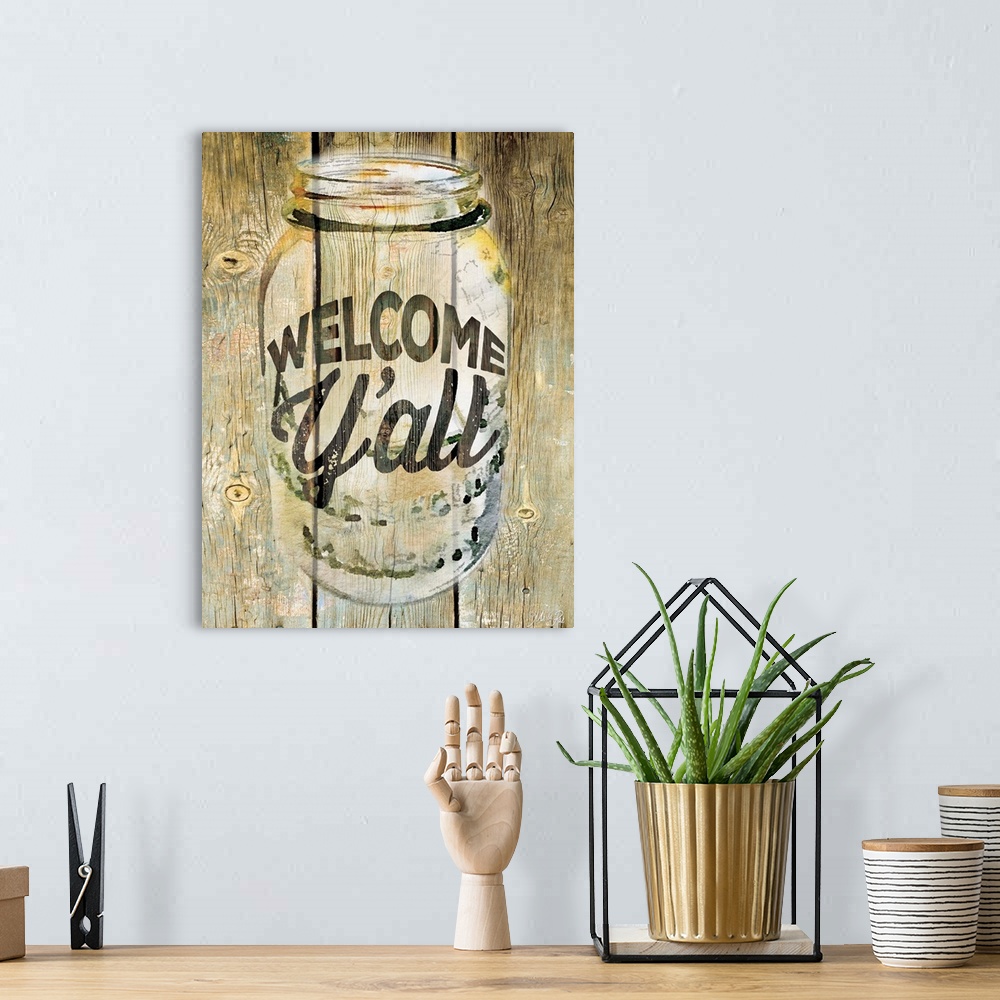 A bohemian room featuring Welcome Y'all