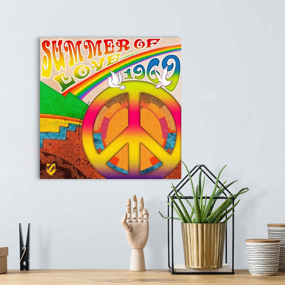 A bohemian room featuring Woodstock Summer of Love Rainbow