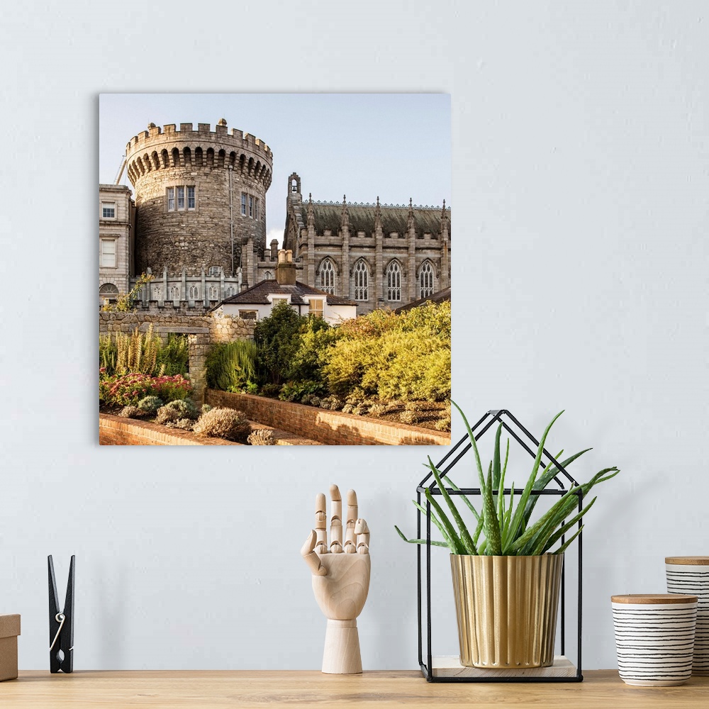 A bohemian room featuring Square photograph of the Dublin Castle off of Dame Street in Dublin, Ireland, UK