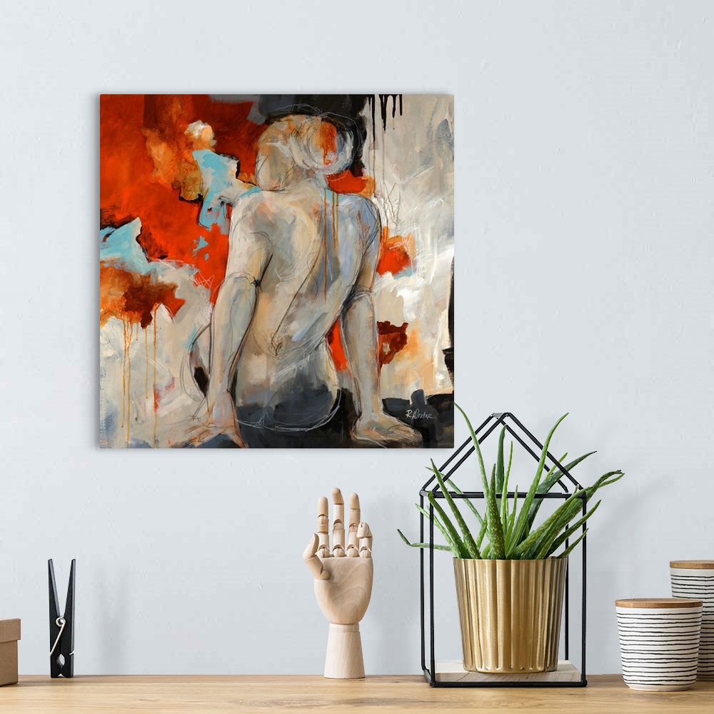 Original painting on Linen Canvas, Figurative Nude on Linen Canvas