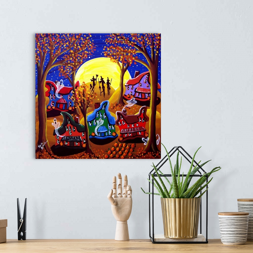A bohemian room featuring The Witches are dancing in front of the full moon on this Halloween night while the Ghosts are al...