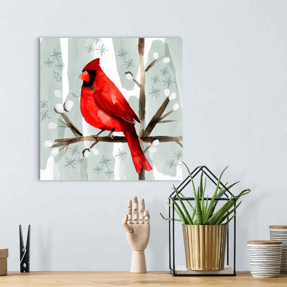  Christmas Cardinals by Jenny Newland, 14x19-Inch Canvas Wall  Art: Posters & Prints