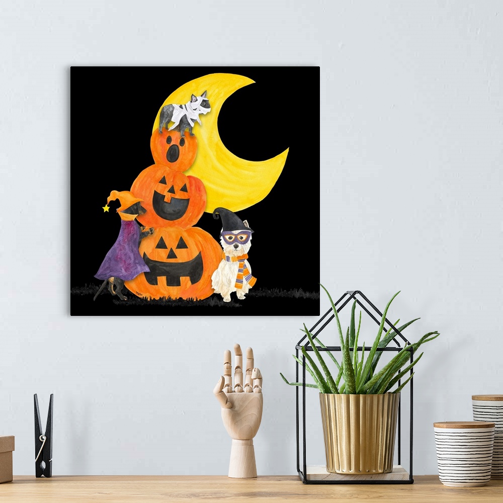 A bohemian room featuring Fright Night Friends IV Pumpkin Stack
