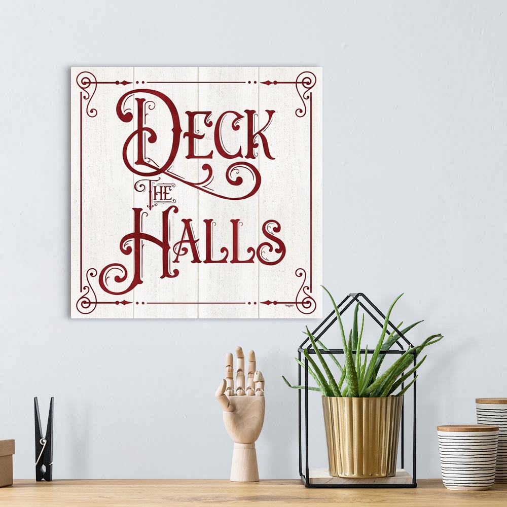 A bohemian room featuring Vintage Christmas Signs II-Deck the Halls