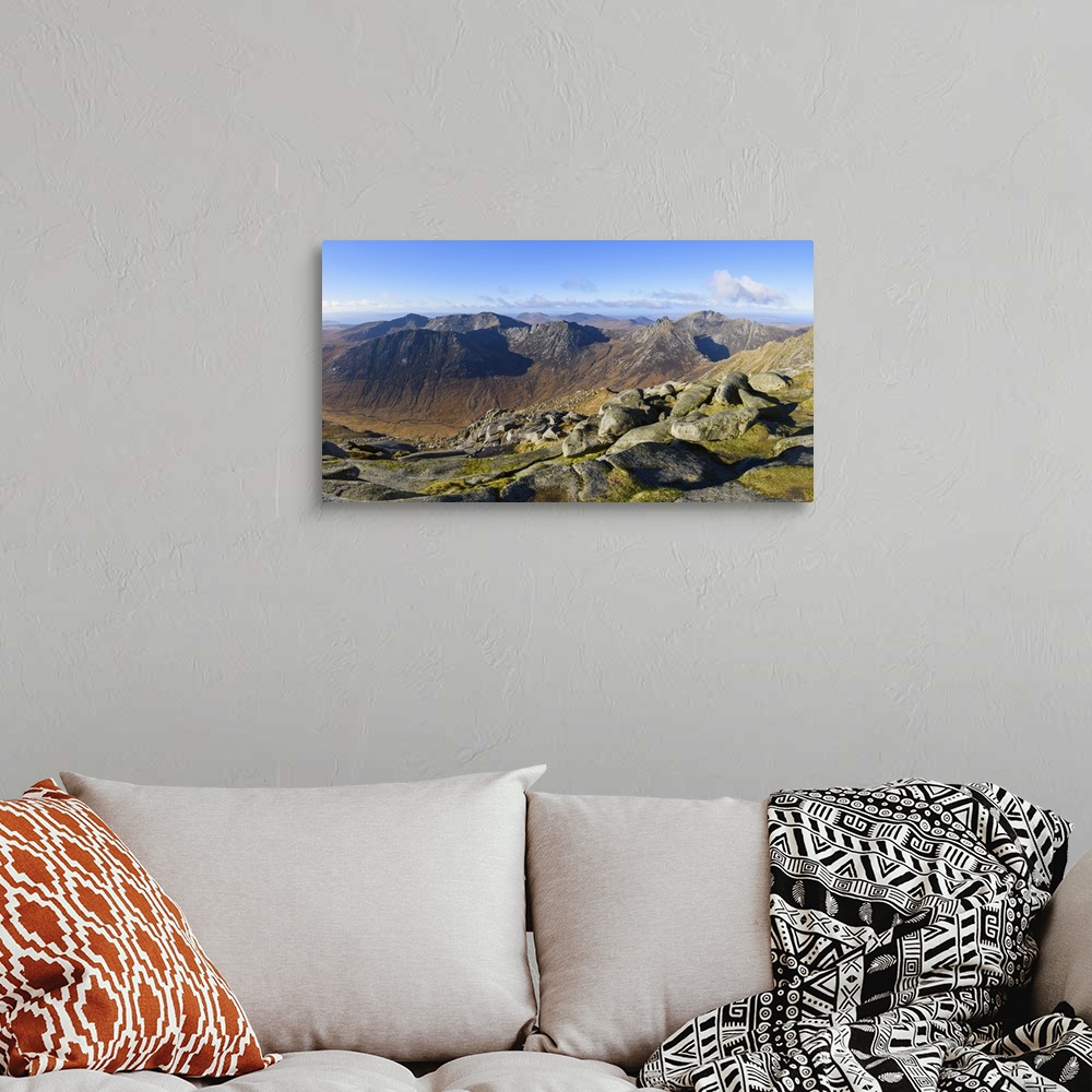 A bohemian room featuring Panoramic view of the Northern Mountains from the top of Goatfell, Isle of Arran, North Ayrshire,...