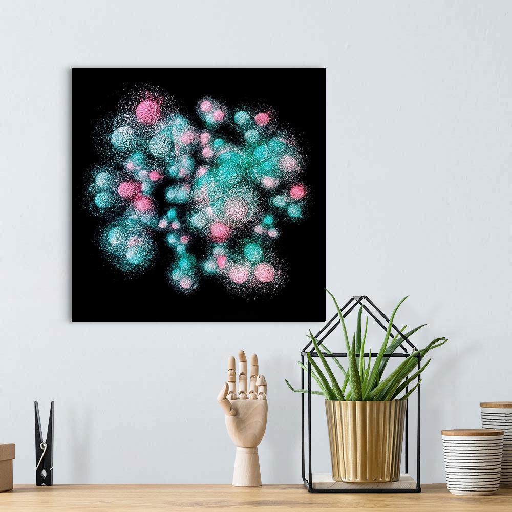 A bohemian room featuring Quark structure of the silicon nucleus. Computer visualisation of the nucleus of a silicon atom. ...