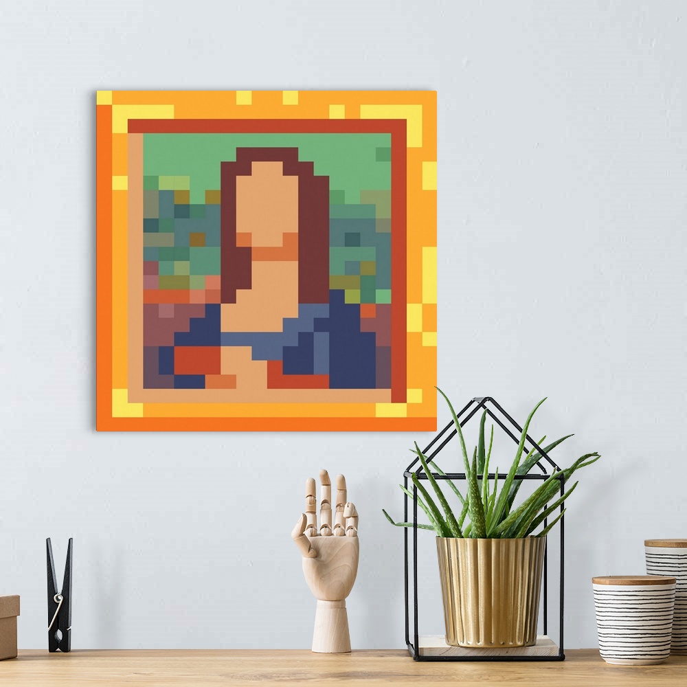A bohemian room featuring An icon of a framed painting. Pixel sprite. Originally a vector illustration.