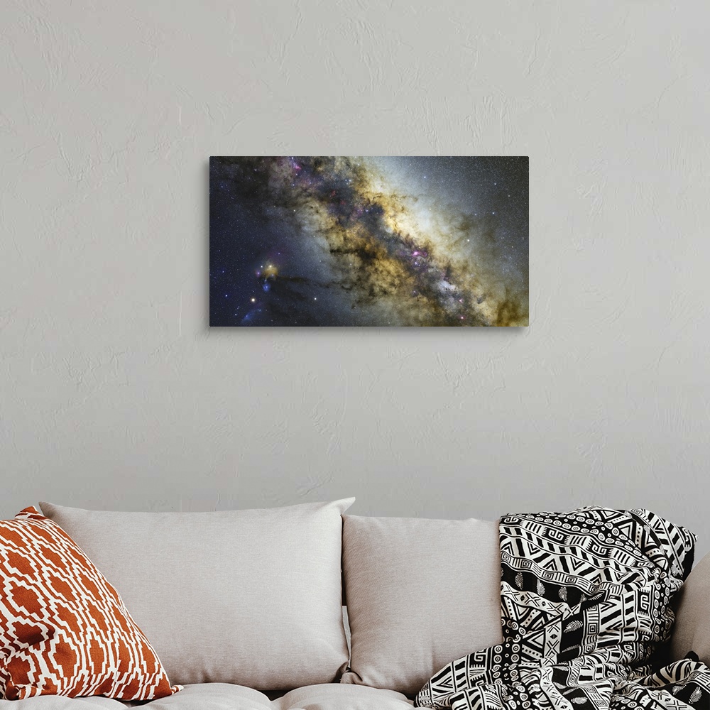A bohemian room featuring Milky Way with visible planets, nebulae and open clusters.