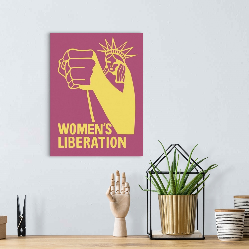 A bohemian room featuring Retro socio-political history print features the sentiment underlying Women?oos Liberation Moveme...