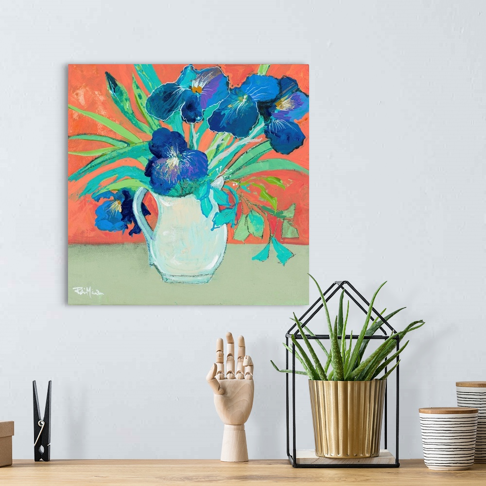 A bohemian room featuring Blue Springtime Vase