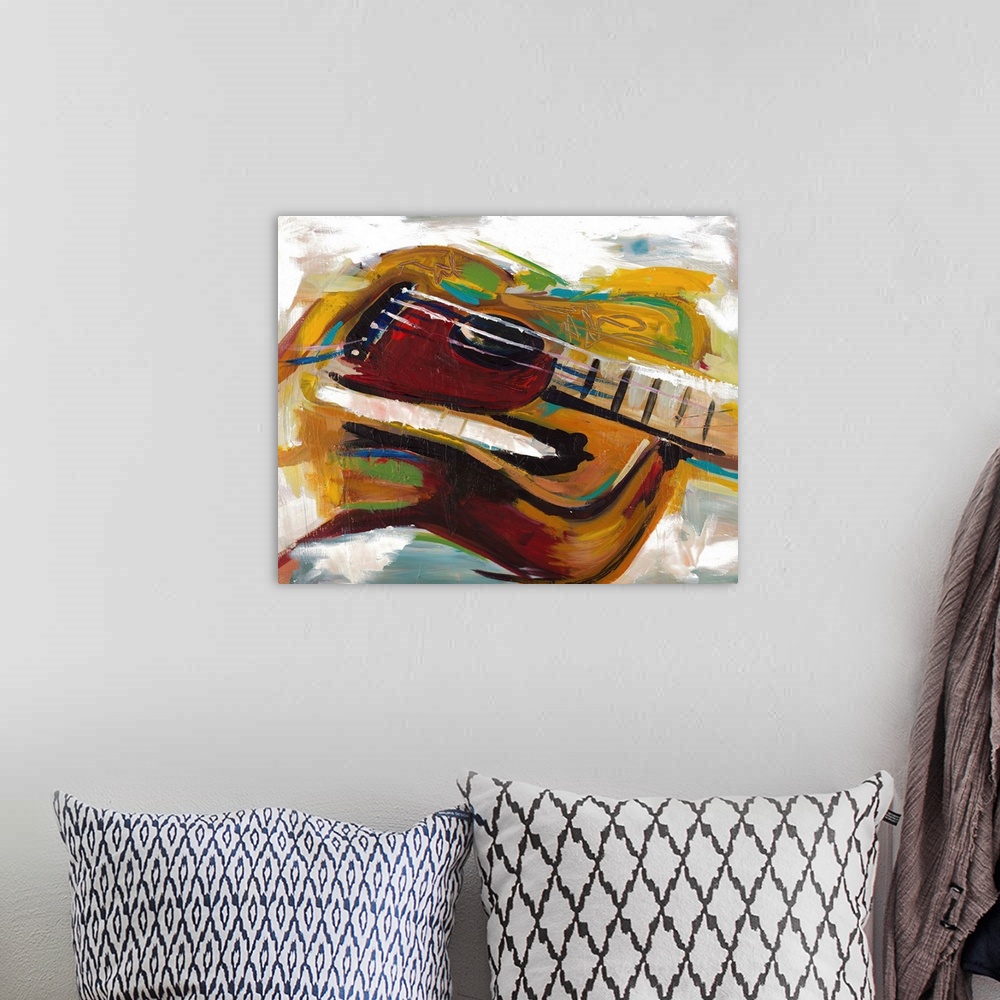 A bohemian room featuring Colorful Guitar
