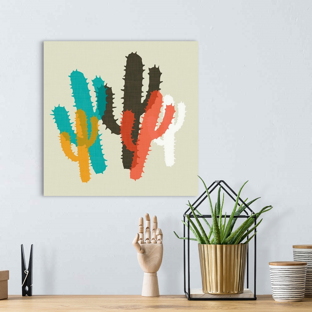 A bohemian room featuring Modern Cacti I