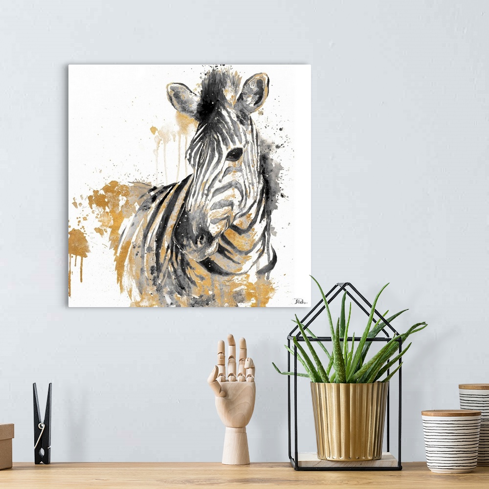 Water Zebra With Gold Wall Art, Canvas Prints, Framed Prints, Wall ...