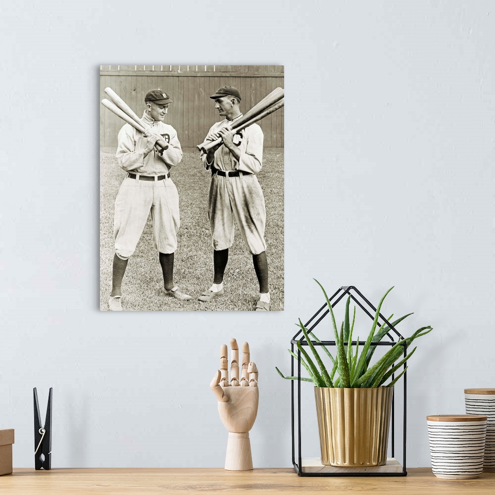 Ty Cobb and 'Shoeless' Joe Jackson, American baseball players Wall