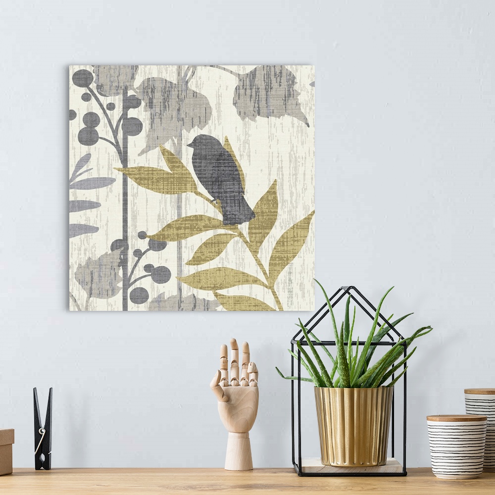 A bohemian room featuring Garden Leaves Square VI
