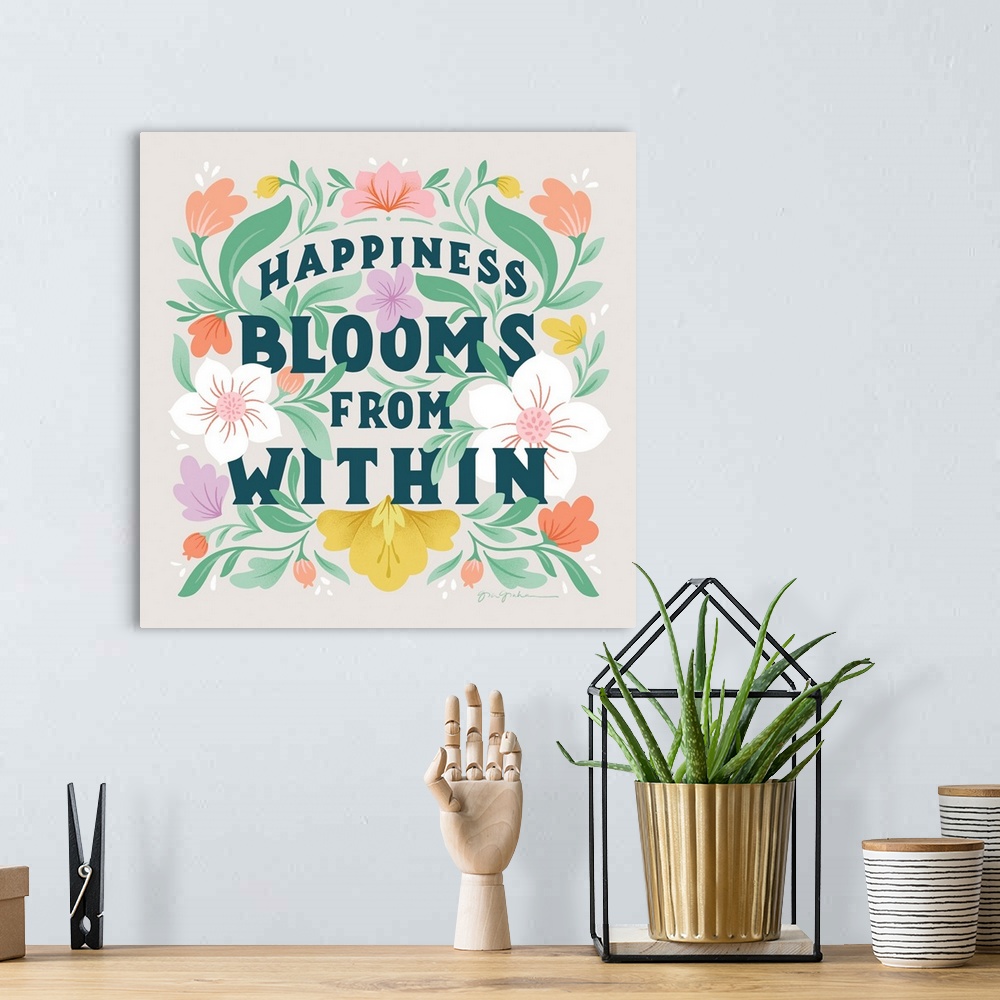 A bohemian room featuring Happiness Blooms II