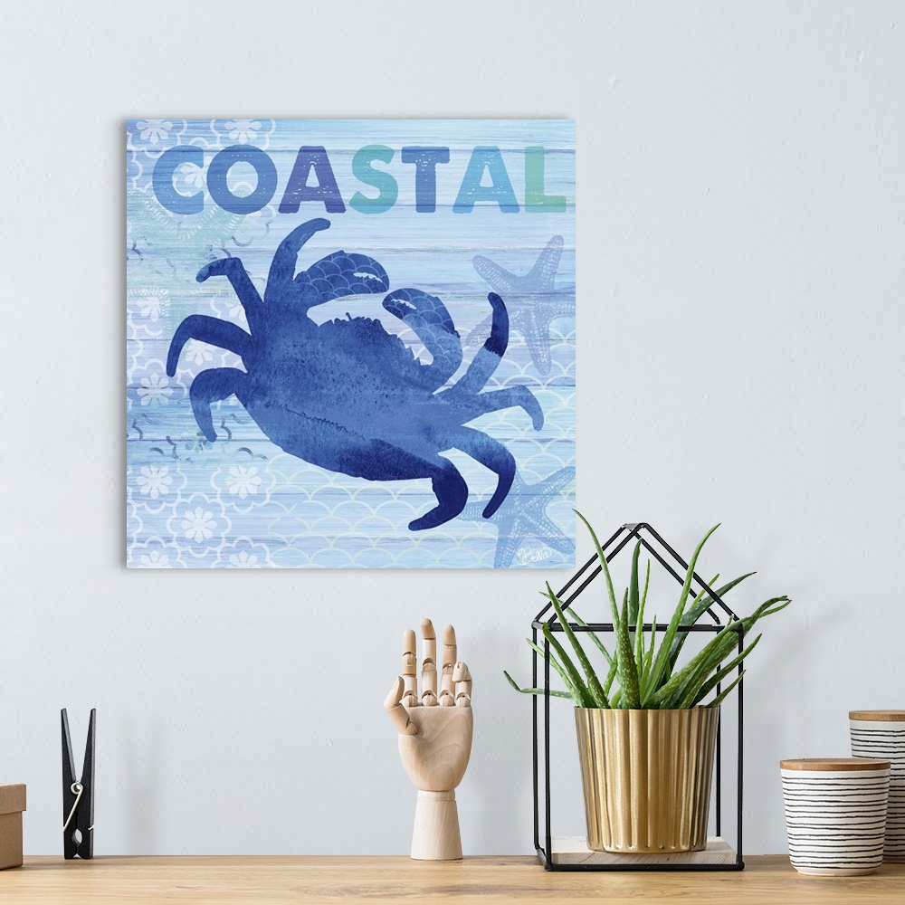 Sea Glass Crab Wall Art, Canvas Prints, Framed Prints, Wall Peels