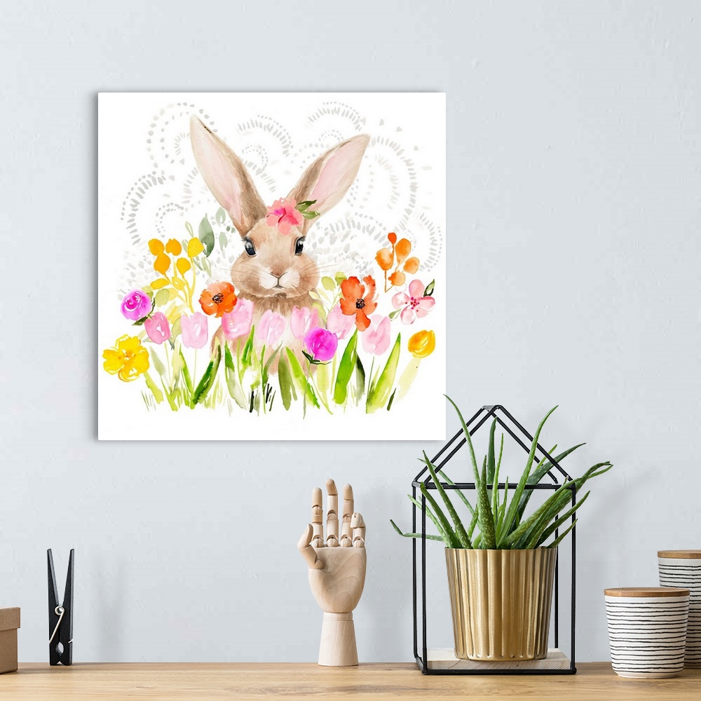 A bohemian room featuring April Flowers & Bunny I