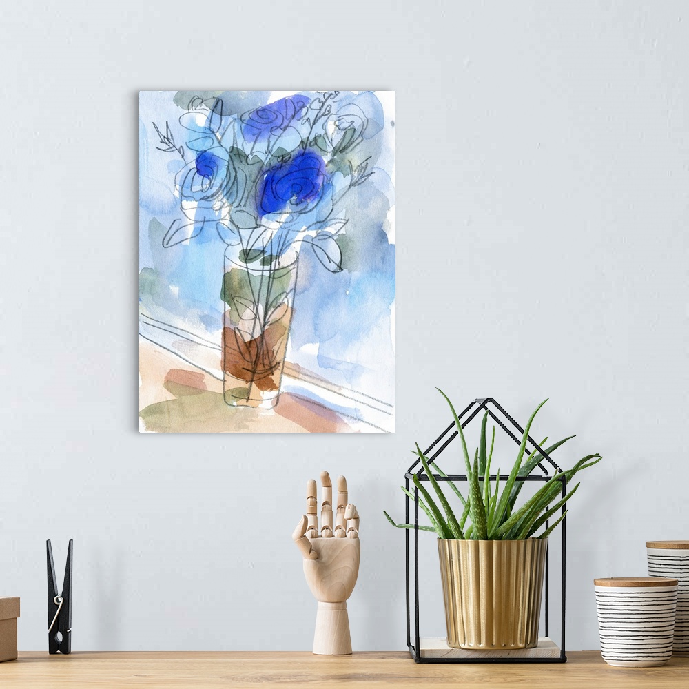 A bohemian room featuring Bunch Of Blue Flowers I