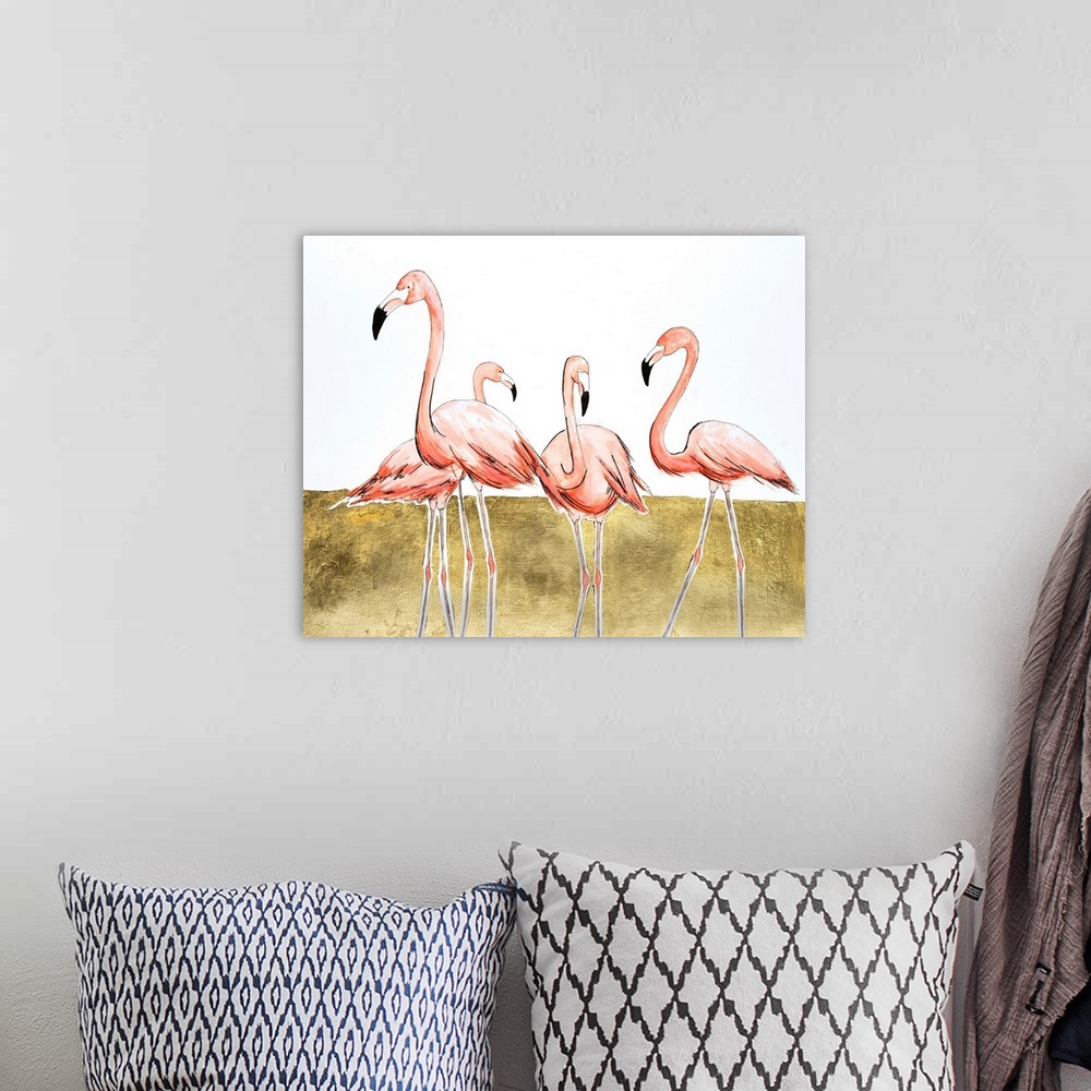 A bohemian room featuring Flamingo Flock II