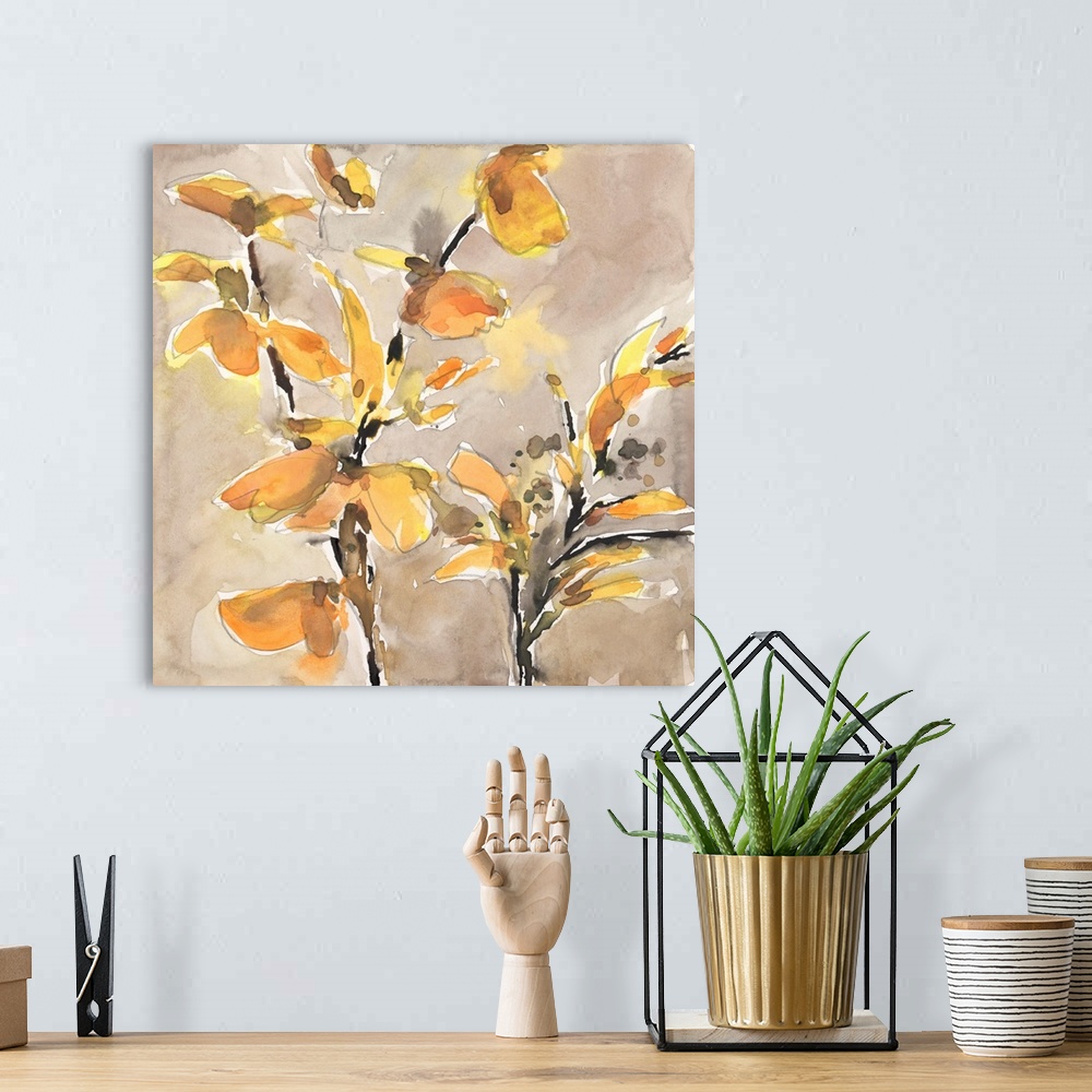 A bohemian room featuring Ginkgo Leaf Moment I