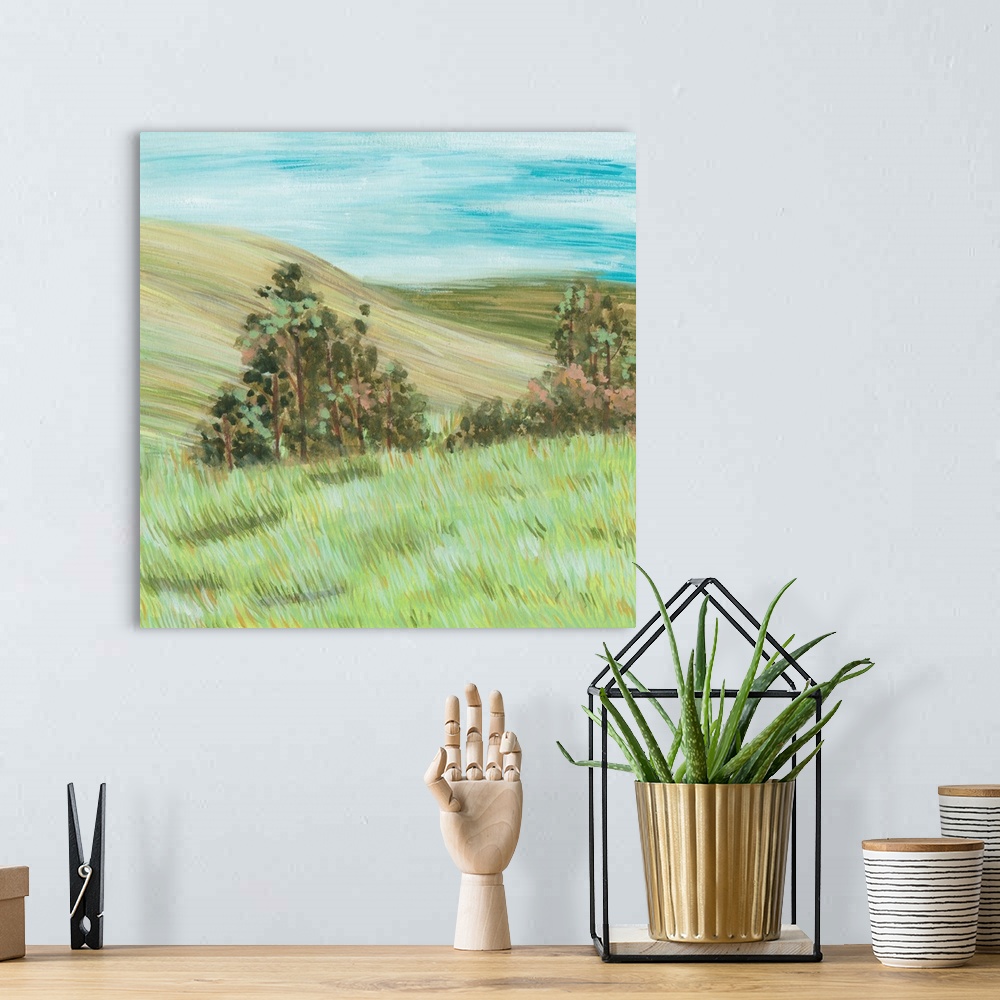 A bohemian room featuring Hill Lines IV