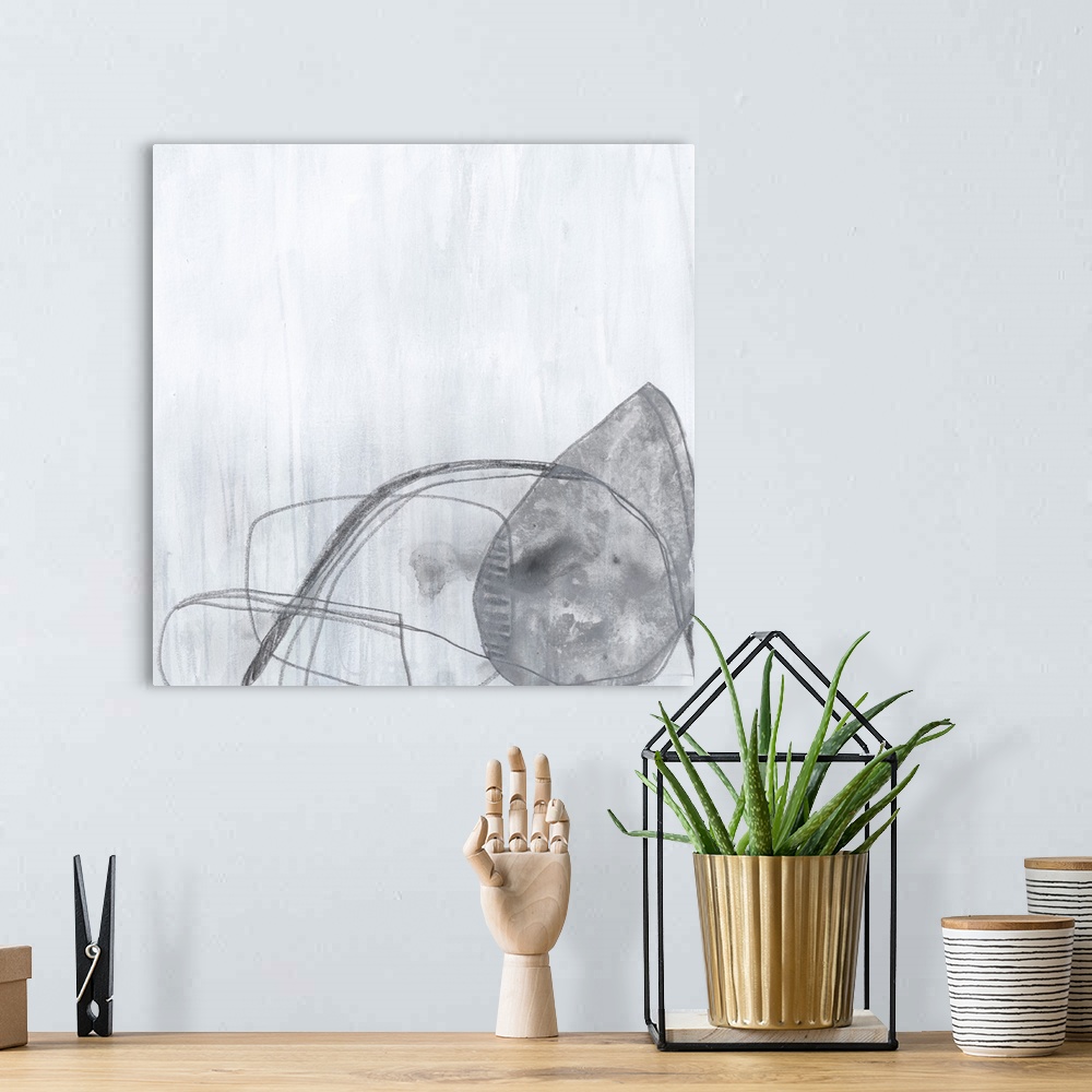 A bohemian room featuring In this abstract artwork, mark making lines and dripping paint illustrate the feeling of clairvoy...