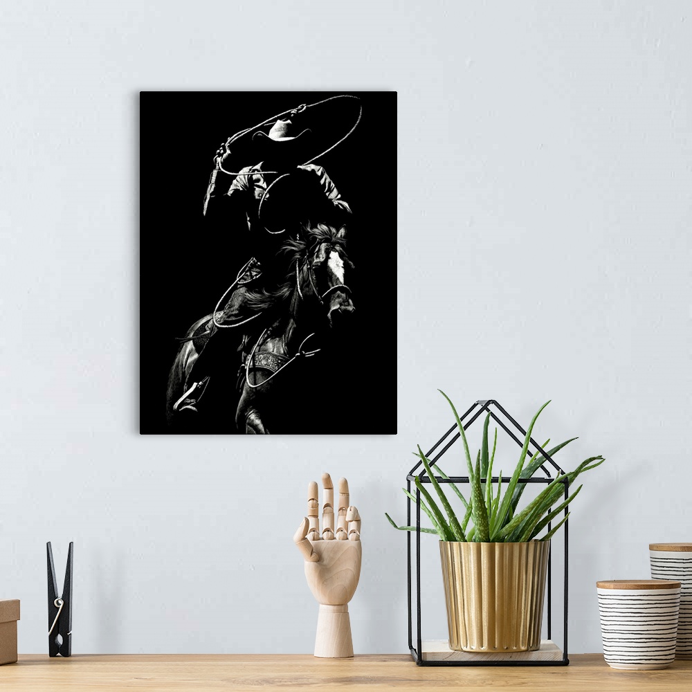 Scratchboard Rodeo VI | Large Solid-Faced Canvas Wall Art Print | Great Big Canvas
