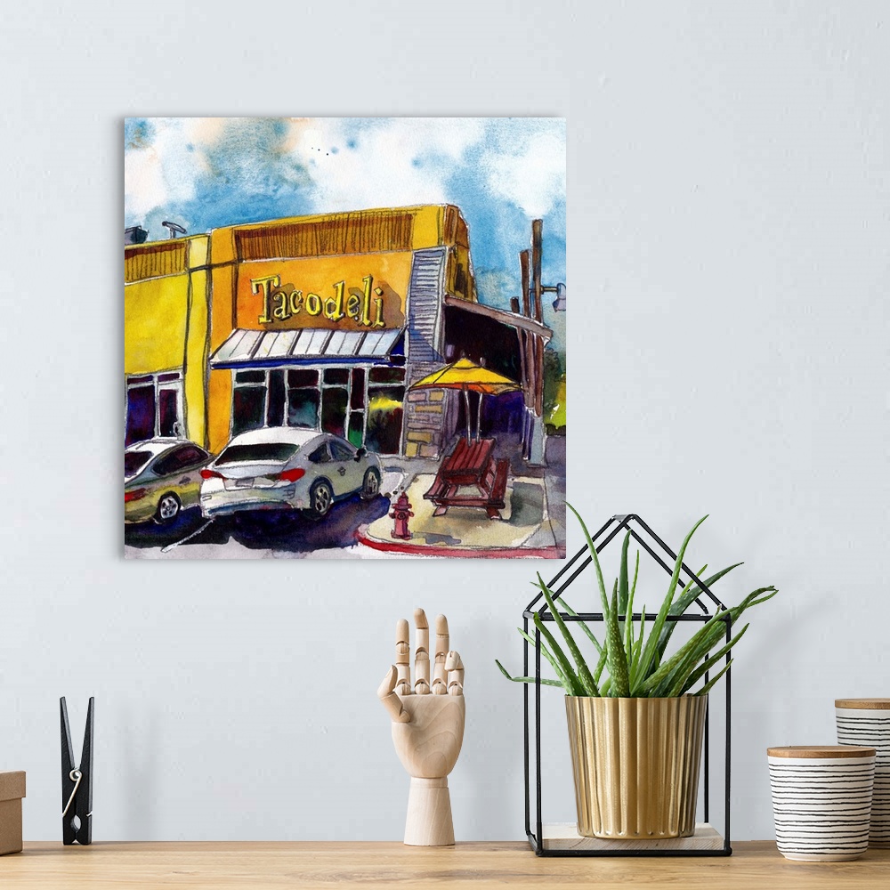 A bohemian room featuring Urban Scape IV