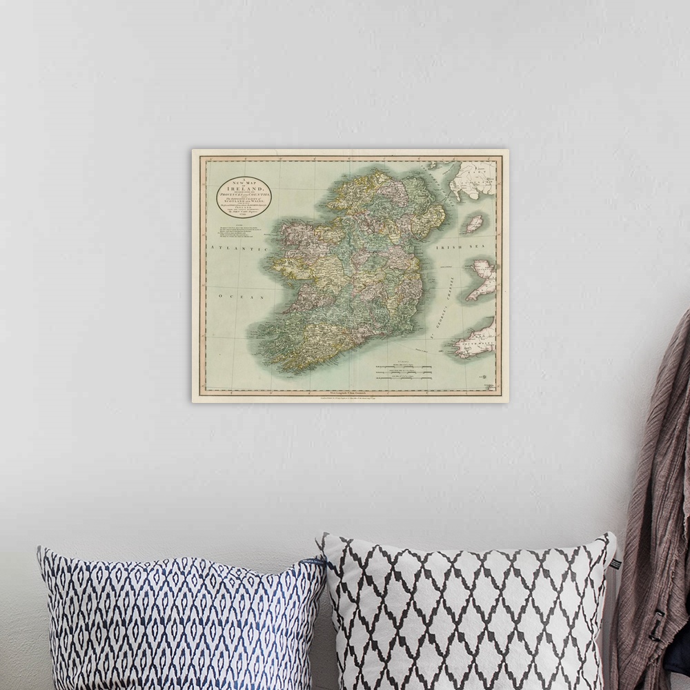 A bohemian room featuring Vintage Map of Ireland