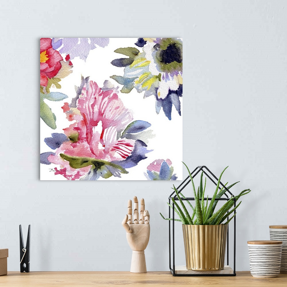 A bohemian room featuring Watercolor Flower Composition VII