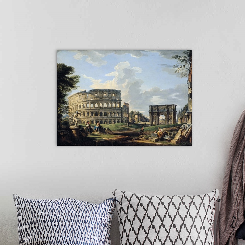 A bohemian room featuring Le Colisee et l'Arc de Constantin;