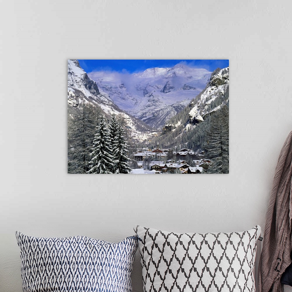 A bohemian room featuring Italy, Valle d'Aosta, Gressoney Saint Jean, view towards Monte Rosa