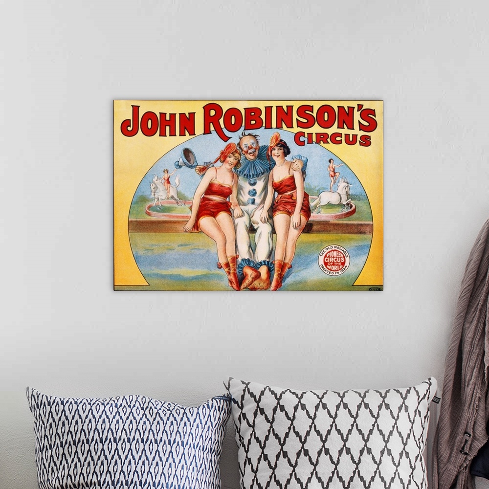 A bohemian room featuring John Robinson's Circus Poster