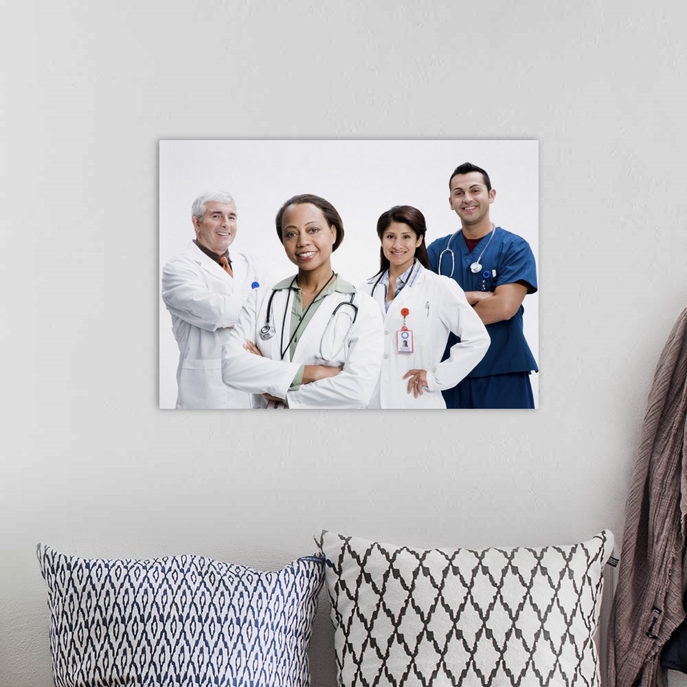 A bohemian room featuring Portrait of smiling doctors
