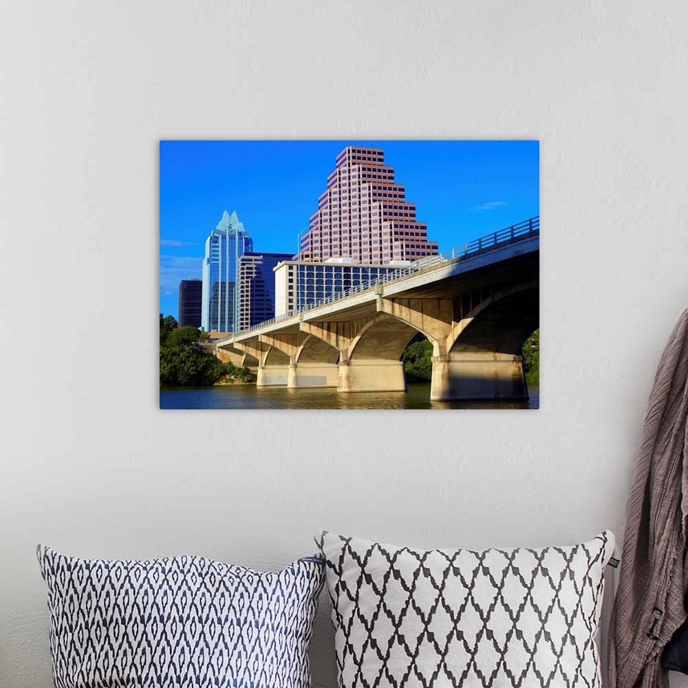 A bohemian room featuring Skyscrapers of Downtown Austin and Colorado River