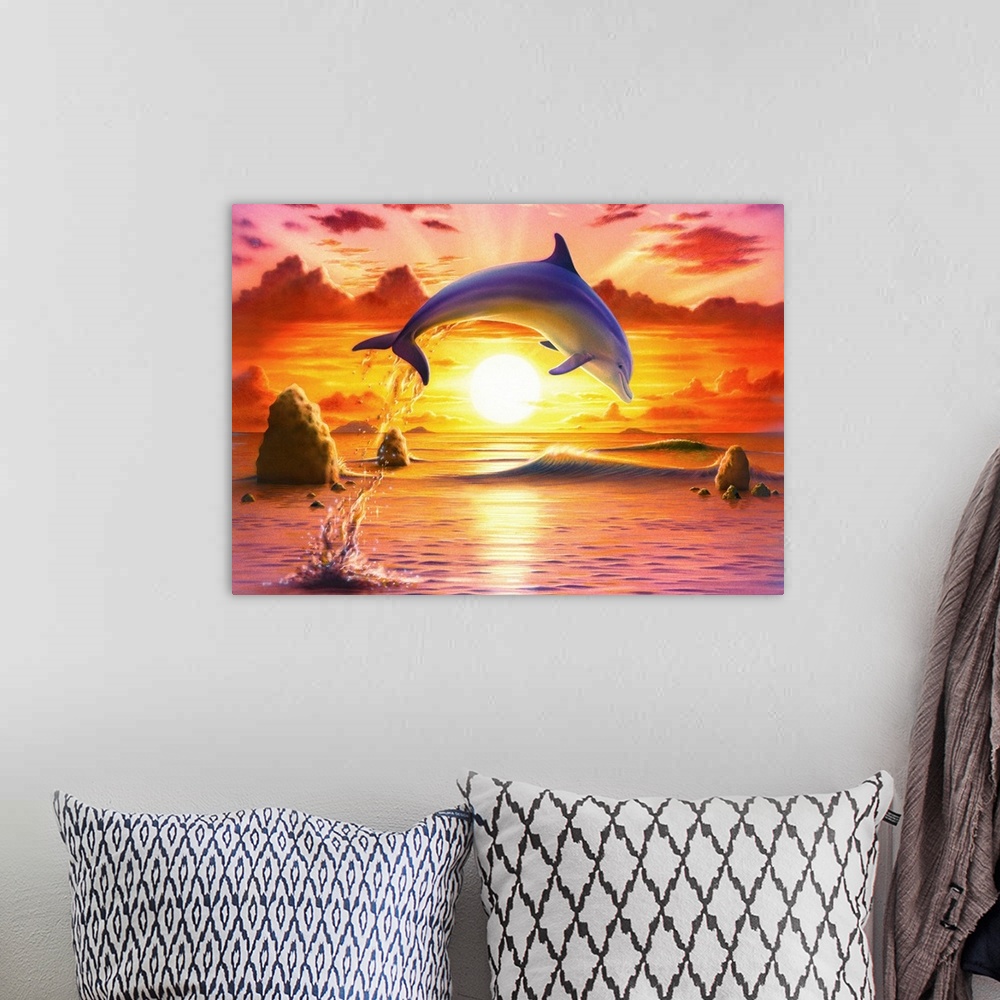 A bohemian room featuring Day Of The Dolphin - Sunset I
