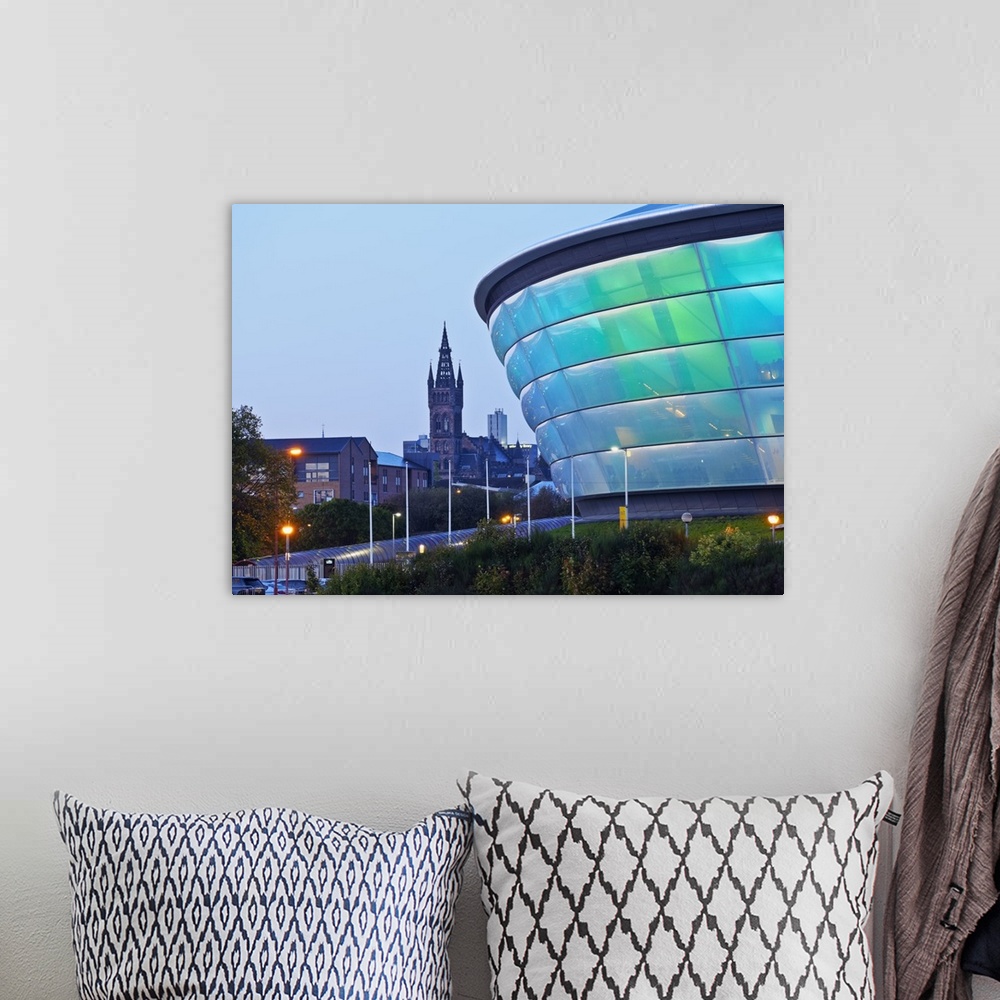A bohemian room featuring Twilight view of the Hydro, Glasgow, Scotland, United Kingdom, Europe